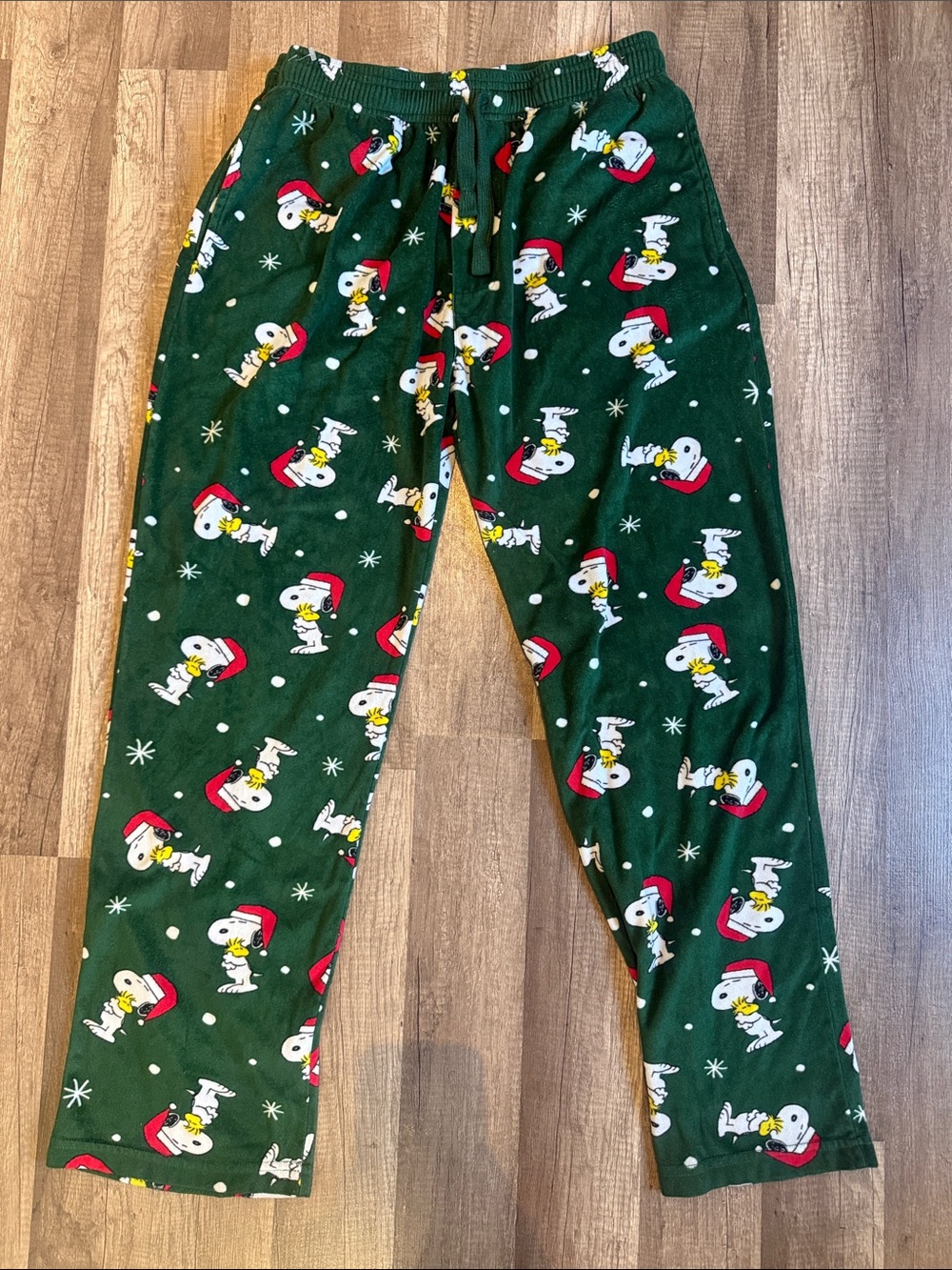 Peanuts 🎄 Green Holiday Snoopy & Woodstock Holiday Pajama Pants - M